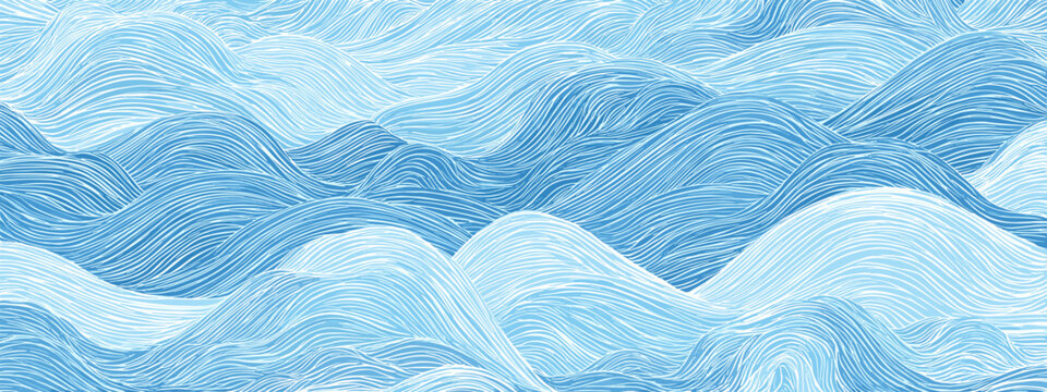blue waves texture vector illustration japanese style illustration od sea , ocean , water 