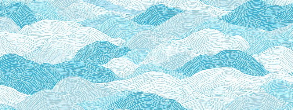 blue waves texture vector illustration japanese style illustration od sea , ocean , water 