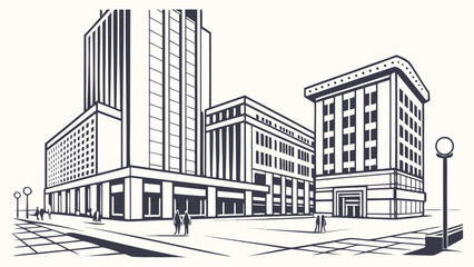 Obraz premium Minimal Financial District Vector Illustration