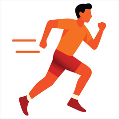 Obraz premium Flat running illustration with energetic colors and dynamic lines, minimal clean vector design perfect for fitness, marathon, or sport themes.