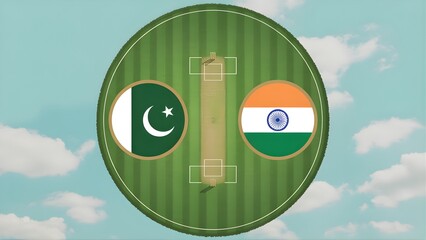 Pakistan vs India Cricket Match Green Field Background