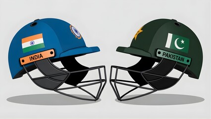 Cricket Helmets India vs Pakistan Flags