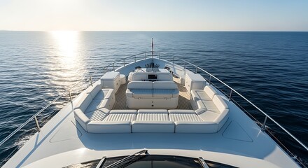 Luxury yacht on calm waters during sunset illustration