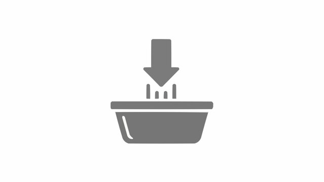 Grey Icon of Downloading into a Container.