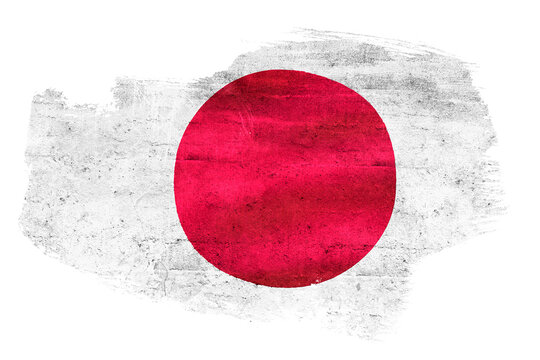 Japan flag watercolor brush painting transparent background