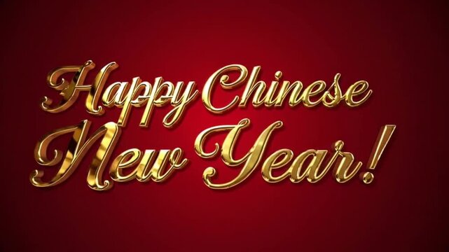 Animation of words in gold letters for the Chinese new year
