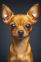 Obraz premium Adorable Brown Chihuahua with Short Golden Fur and Captivating Big Eyes in Charming Pose