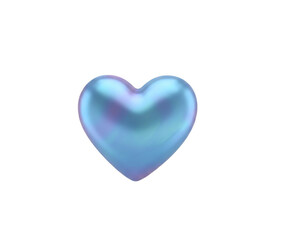 Fototapeta premium Iridescent holographic heart with smooth glossy surface isolated on transparent background