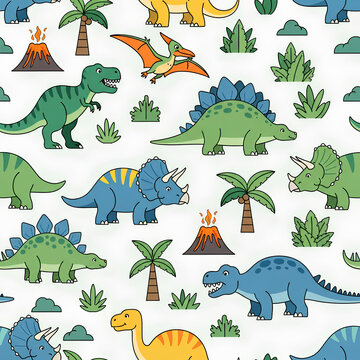 Colorful Dinosaur Pattern Playful Prehistoric World for Kids 3.