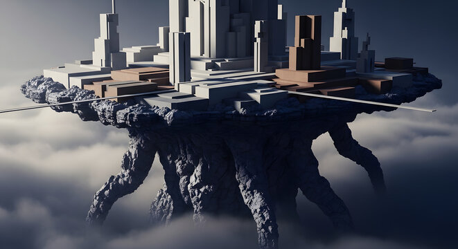 a city floating in the air