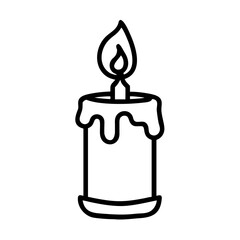 Burning candle illustration, warm light, decorative design, black and white