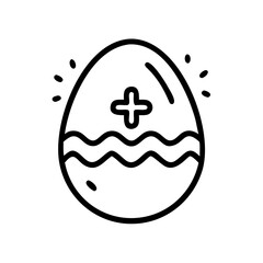 Easter egg with cross illustration, festive design, symbol of faith, black and white