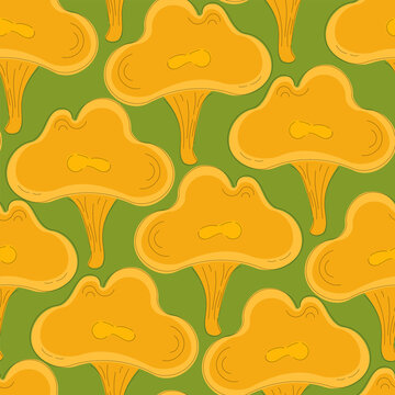Seamless pattern with chanterelles