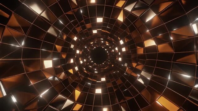 Abstract loop rotating polygonal grid embedded light pulses slow zoom camera futuristic cinematic surreal ethereal ambience cascading softly glowing abstract unique style