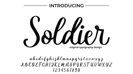 Soldier Font Stylish brush painted an uppercase vector letters, alphabet, typeface