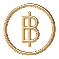 [Thai Baht] Gold Circular Rounded Type Currency Icon © Y