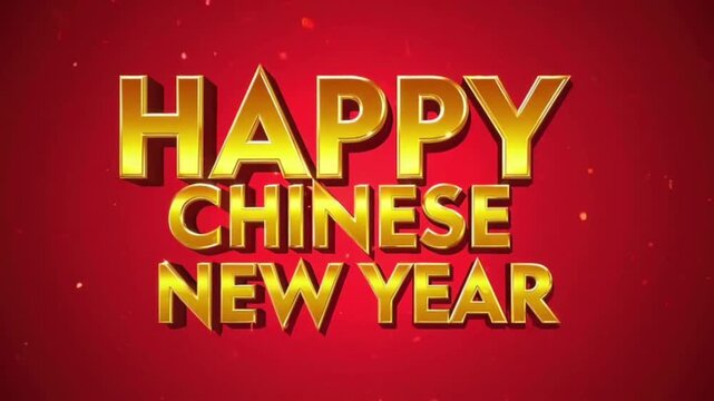 Animation of words in yellow letters for the Chinese new year
