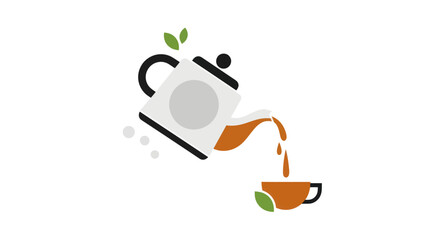 Teapot pouring tea into a cup
