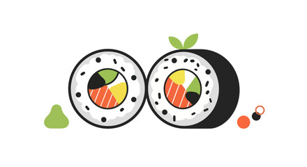 Sushi rolls isolated illustration