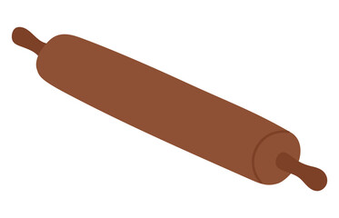 Wooden rolling pin illustration. Isolated wooden rolling pin illustration for baking, cooking and holiday kitchen themed designs. Vector hand drawn illustration.