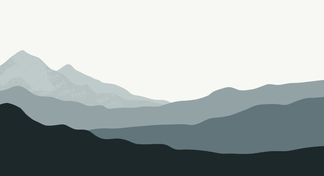 Layered Mountains in Simple Illustration Style.