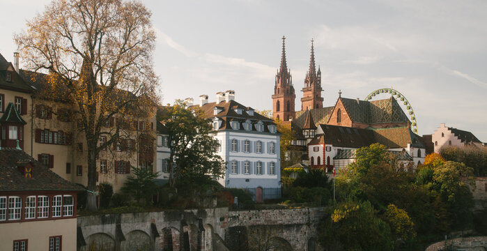 Basel old town view with M&uuml;nster in fall, Switzerland