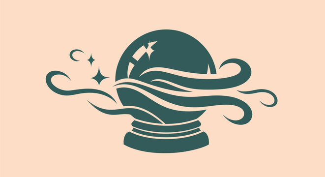 Crystal ball illustration with ornaments