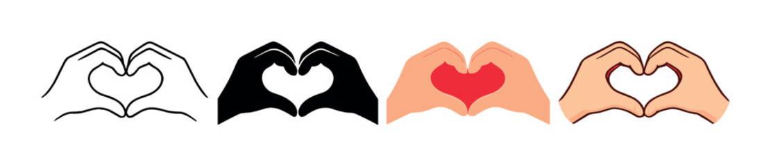 Fototapeta premium Series of hands forming heart shapes with a gradient background