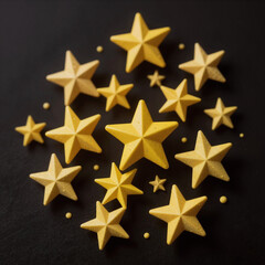 A digital illustration showcasing a stylized, glowing depiction of yellow stars with intricate highlights and shadows