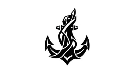 Obraz premium Decorative anchor emblem on white background
