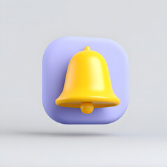 Yellow glossy 3D notification bell isolated. Modern alert symbol for apps, reminders, and digital design.