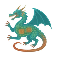 Fototapeta premium PNG Futuristic dragon with circuit design