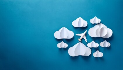 paper cut airplane in layered clouds m international civil aviation day