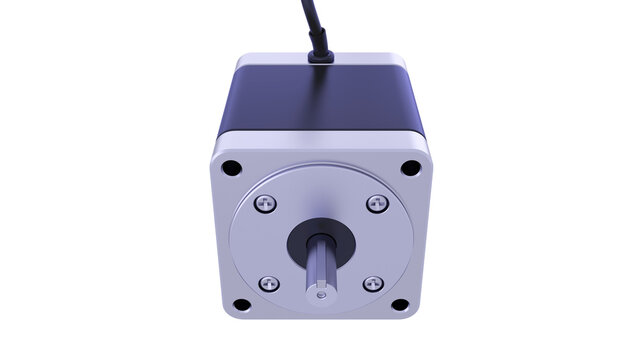 AC servo motor for CNC - Industrial Brushless Stepper motor. 3D rendering isolated on white background. Ideal for professionals, educational, engineering, and industrial design.