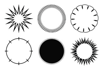 Collection of Six Circular Graphic Elements and Abstract Shapes