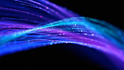 Abstract colorful light strands flowing in purple and blue hues ©  Blar Studio