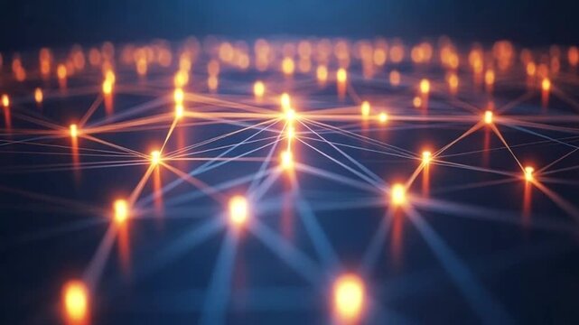 Network Connection Nodes with Glowing Lights.