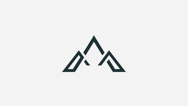 Minimalist Mountain Peak Logo Design, Geometric Summit Symbol, Abstract Nature Icon