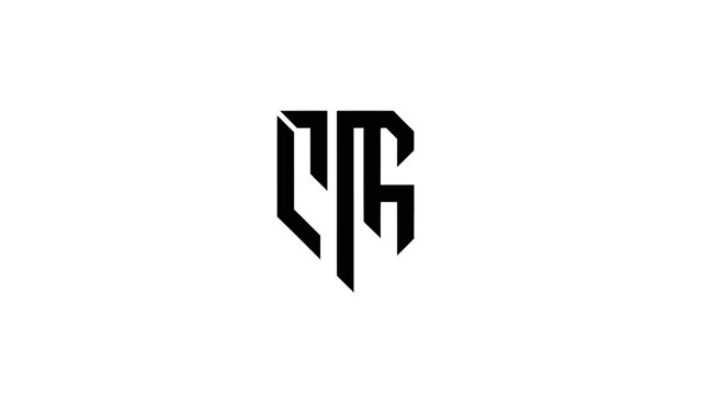 Monogram LR Logo Design, Modern Lettermark, Geometric Shield Shape, Black and White