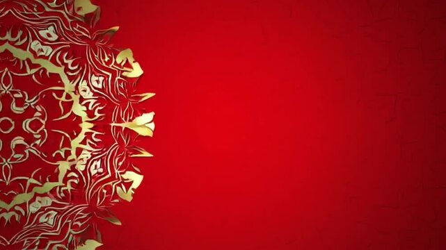 Animation of chinese pattern and decoration on red background
