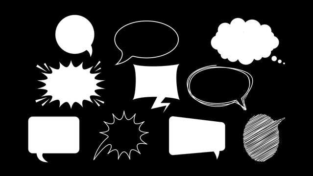 10 Chat Balloon Pop Up Cartoon Speech Bubble Scribble Bundle