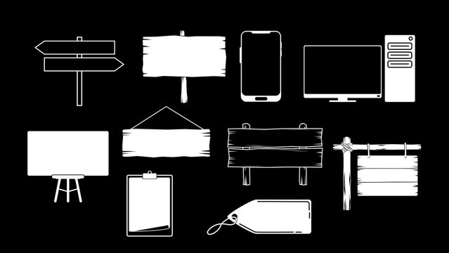 10 Sign Panel Board Computer Text Placeholder Scribble Bundle