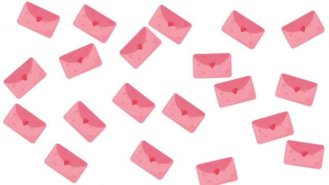 Displays a pattern of pink envelopes sealed with heart details. Perfect for valentines daythemed designs. Love letters, romantic concepts, card making, stationery, relationshipthemed content.