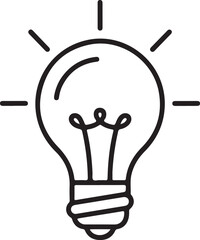 Illustration of a light bulb with rays of light emanating from the top isolated on white background, illustration