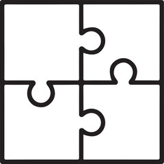 Four interlocking puzzle pieces forming a square with a central gap. isolated on white background, illustration