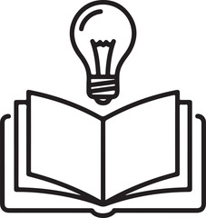 Illuminating the pages of knowledge with a glowing light bulb isolated on white background, illustration