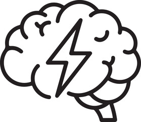 Illustration of a brain with a lightning bolt symbolizing intelligence and ideas. isolated on white background, illustration