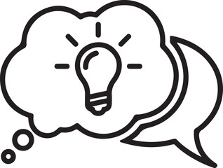 A thought bubble with a light bulb symbolizing a moment of inspiration. isolated on white background, illustration