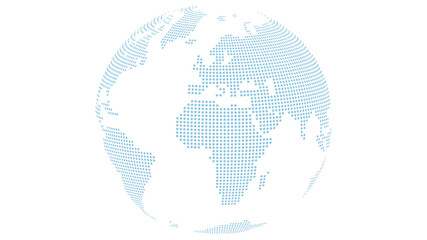 Light Blue Dotted World Map Globe on White Background - Global Network Concept © Ahmed