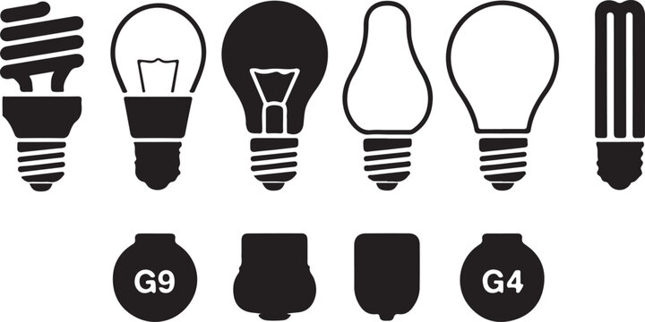 light bulb icons with different bases and shapes